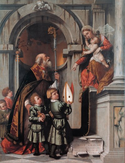St. Nicholas of Bari presents the Rovelli students to Madonna and Child by Moretto da Brescia